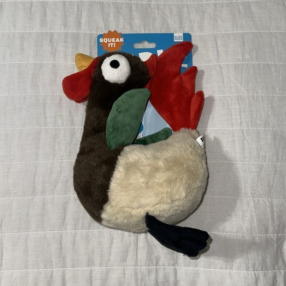 BARK Cockk-a-Doodle-Chew Brown Red Yellow White Green Beige Rooster Dog Toy - Picture 11 of 16